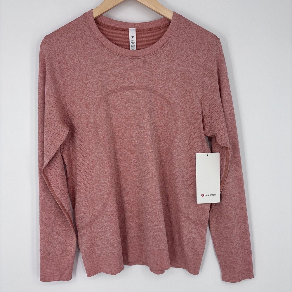 Lululemon Swiftly Relaxed Long Sleeve Women 10 Pink Heathered Activewear Top